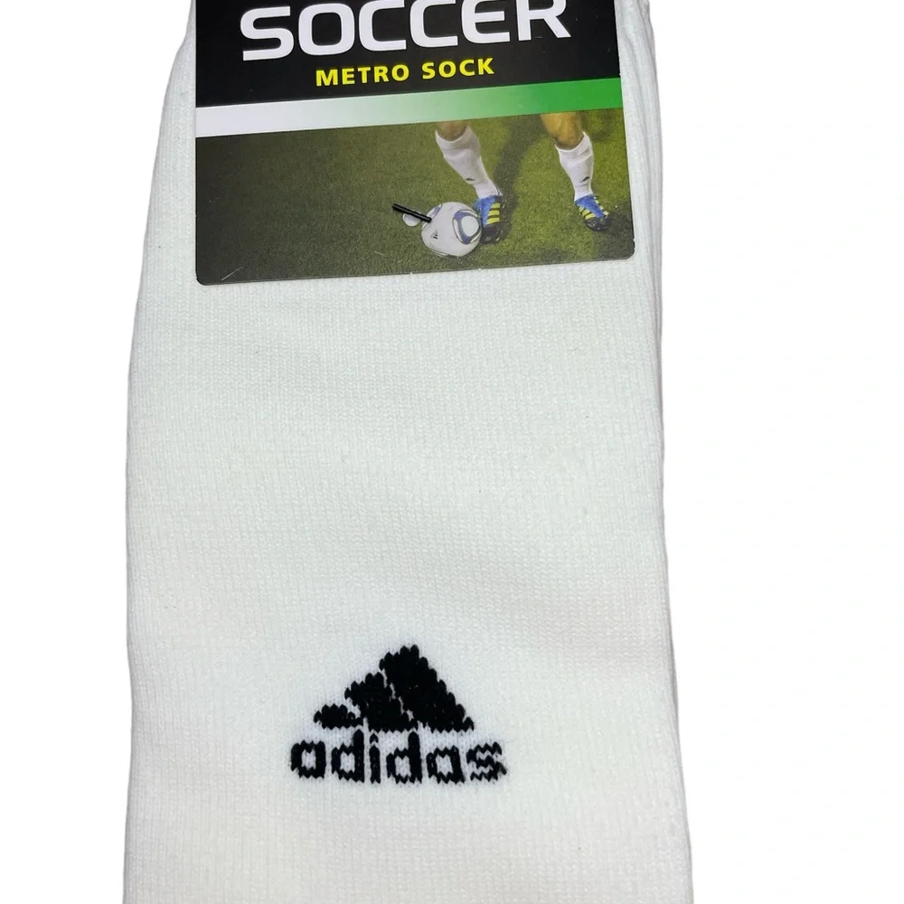 Adidas Large Men's‎ Shoe Size 9-13 White Logo Soccer Metro Socks 1 Pair NWT
